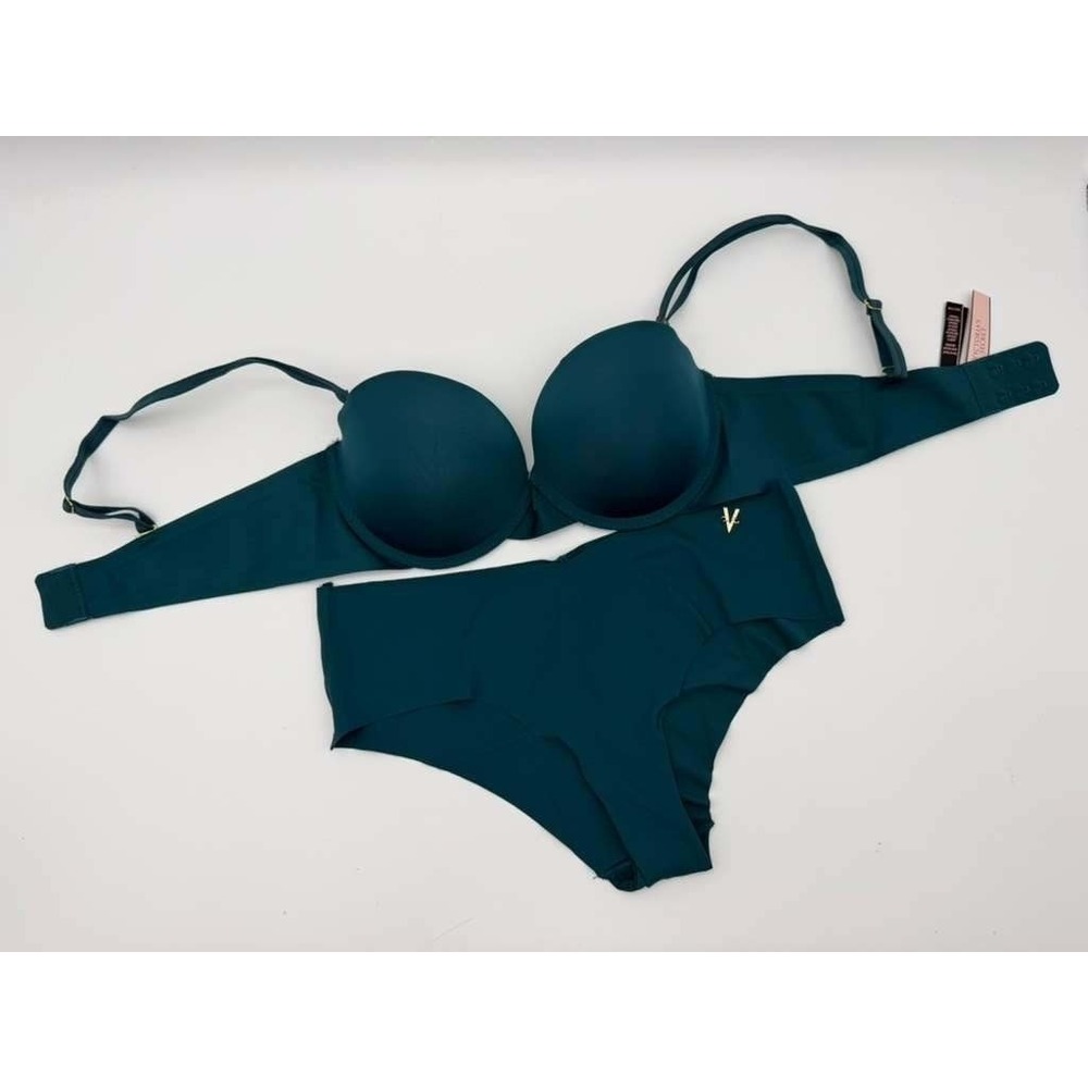 Victoria's Secret Emerald Green Lingerie Set‎ - Bra 36C & Panty Large NWT